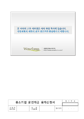 사업계획서 (중소기업운전자금융자신청서) 사업계획서 (중소기업운전자금융자신청서)